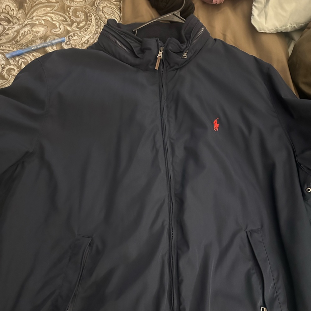 Polo by Ralph Lauren Navy Bomber Jacket with Red Logo